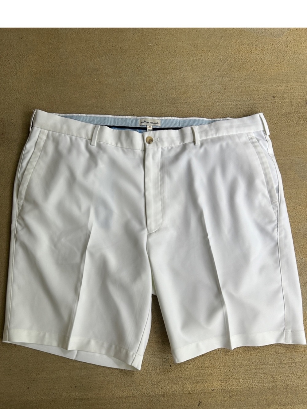 Peter Millar Crown Sport White Performance Golf Shorts Men’s 40 Flat Front